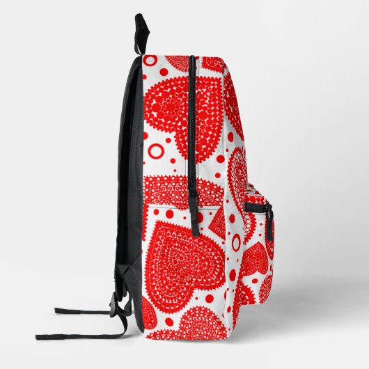 ファンシー赤いハート全体のパターン プリントバックパック (左)