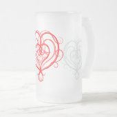 ファンシー赤いハート フロストグラスビールジョッキ (正面右)