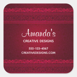 ファンシー赤エレガント背景ビジスタイリッシュネス スクエアシール