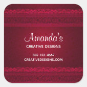 ファンシー赤エレガント背景ビジスタイリッシュネス スクエアシール (正面)