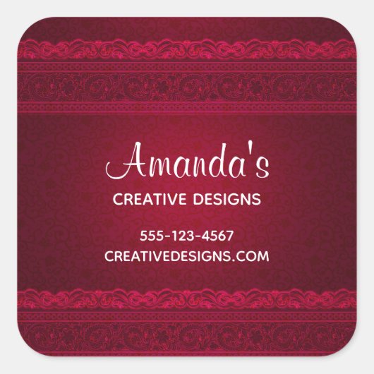 ファンシー赤エレガント背景ビジスタイリッシュネス スクエアシール (正面)