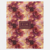 ファンシー赤面ブルゴーニュ金ゴールドカスタムフローラスロー フリースブランケット (正面)