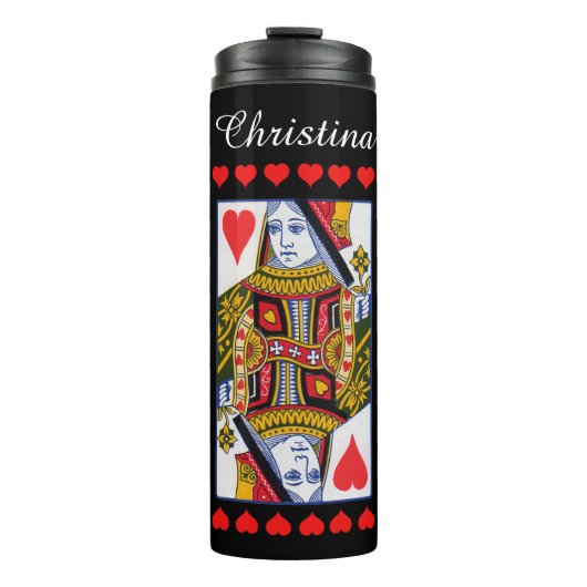 ファンシー遊カラフルカードハートクイーンブラック タンブラー (正面)