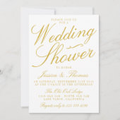 ファンシー金ゴールドとホワイトウェディングシャワー招待状 招待状 (正面)