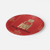 ファンシー金ゴールドエレガント&レッドナツクラッカーホリデーパーティー ペーパープレート (アングル)