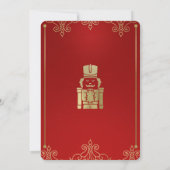 ファンシー金ゴールドエレガント&レッドナツクラッカーホリデーパーティー 招待状 (裏面)