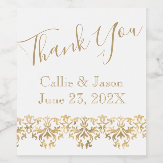 ファンシー金ゴールドレタリングありがとう ワインラベル (シングルラベル)