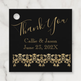 ファンシー金ゴールドレタリングオンブラックサンキューユー フェイバータグ