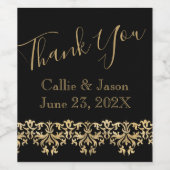 ファンシー金ゴールドレタリングオンブラックサンキューユー ワインラベル (シングルラベル)