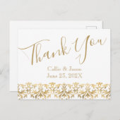 ファンシー金ゴールドレタリングサンキューカード ポストカード (正面/裏面)