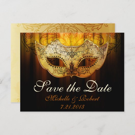 ファンシー金ゴールド仮装結婚のダ救ー 案内ポストカード (正面/裏面)