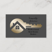 ファンシー金ゴールド実在鍵Estate Broker Business Card 名刺 (正面)