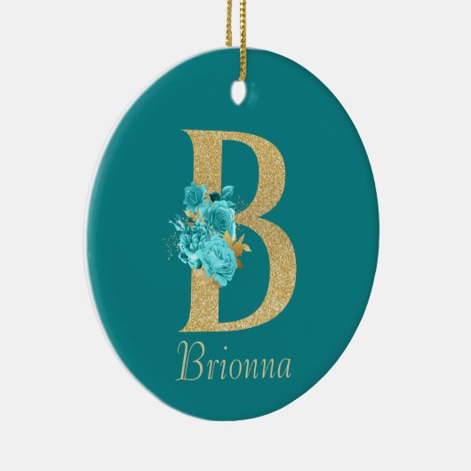 ファンシー金ゴールド&アクアフローラB セラミックオーナメント (右)