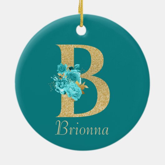 ファンシー金ゴールド&アクアフローラB セラミックオーナメント (裏面)