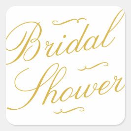ファンシー金ゴールド&ホワイトブライダルシャワーシール スクエアシール