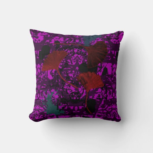 ファンシー銀杏グランジ角型アクセント枕 クッション (正面)