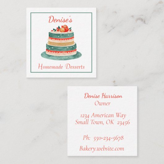 ファンシー飾菓子ベーカリー名刺 スクエア名刺 (正面/裏面)