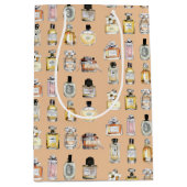 ファンシー香水ボトル模様 ミディアムペーパーバッグ (正面)