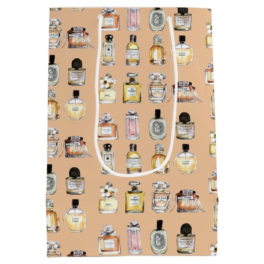 ファンシー香水ボトル模様 ミディアムペーパーバッグ (裏面)