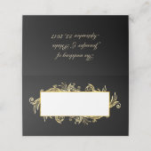 ファンシー黒と金ゴールド結婚の折り畳み座席表 プレイスカード (外部開封)