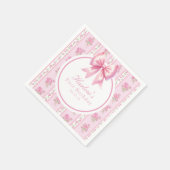 ファンシー1ピンクコケットボウファースト誕生日 スタンダードカクテルナプキン (角)