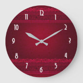 ファンシー&エレガント赤の背景 ラージ壁時計 (正面)