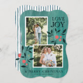 ファンシー-クリスマスカード-緑-フォトカード シーズンカード (正面/裏面)