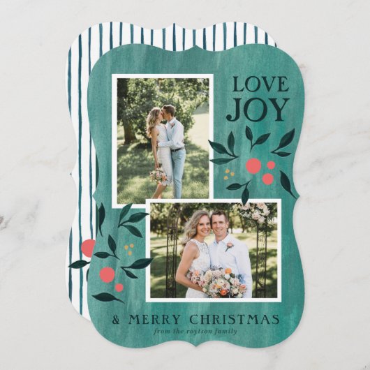 ファンシー-クリスマスカード-緑-フォトカード シーズンカード (正面/裏面)