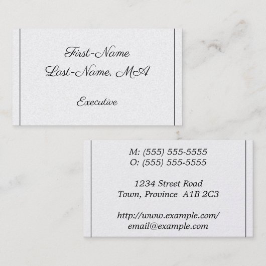 ファンシー、スクリプト、エグゼクティブ・ビジネス・カード 名刺 (正面/裏面)