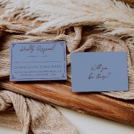 ファンシー ディープ レッド ブルー フレーム ウィムジー ウェディング RSVP