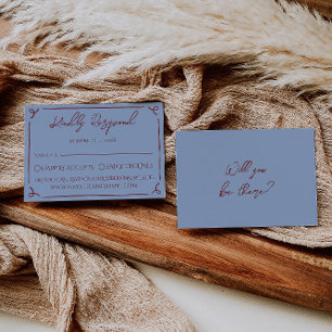 ファンシー ディープ レッド ブルー フレーム ウィムジー ウェディング RSVP