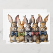 ファンシー バニー ボウ タイ 水彩 シーズンカード (正面/裏面)