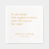 ファンシー | パーソナライズされたおもしろい結婚金ゴールド 箔ナプキン (正面)