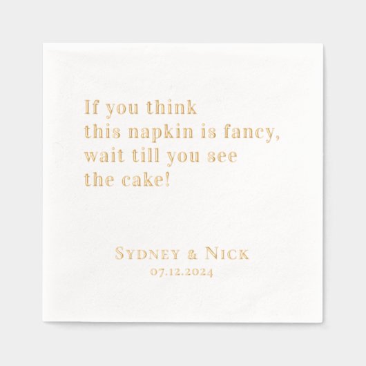 ファンシー | パーソナライズされたおもしろい結婚金ゴールド 箔ナプキン (正面)
