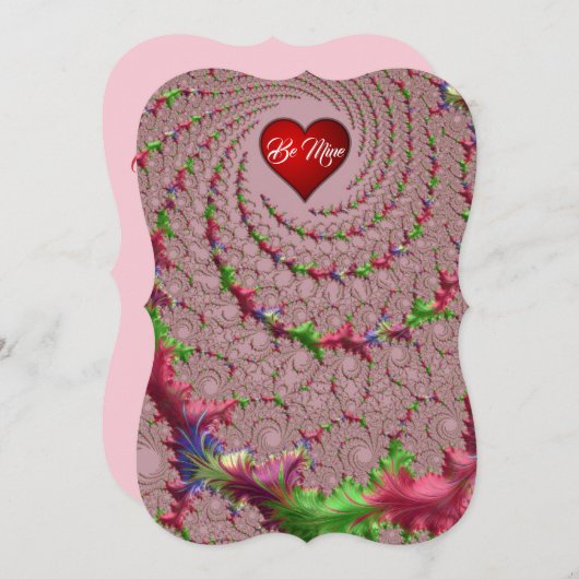 ファンシー フィリグリー ロマンチック フラクタル バレンタインデー シーズンカード (正面/裏面)