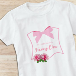 ファンシー ワン ボウ フラワリー 1歳の誕生日 Tシャツ