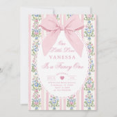 ファンシー ワン ラブシャック ヴィンテージ ボウ 1歳 誕生日 招待状 (正面)