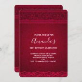 ファンシー&赤エレガント抽象芸術誕生日 招待状 (正面/裏面)