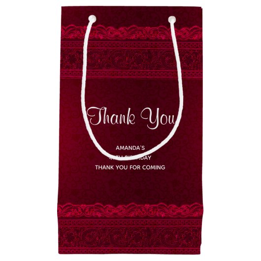 ファンシー&赤エレガント背景ありがスタイリッシュとう スモールペーパーバッグ (正面)