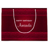 ファンシー&赤エレガント背景のスタイリッシュ誕生日 ラージペーパーバッグ (正面)