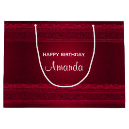 ファンシー&赤エレガント背景のスタイリッシュ誕生日 ラージペーパーバッグ