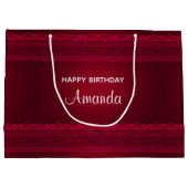 ファンシー&赤エレガント背景のスタイリッシュ誕生日 ラージペーパーバッグ (裏面)