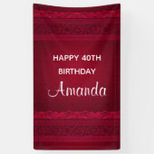 ファンシー&赤エレガント背景のスタイリッシュ誕生日 横断幕 (縦)