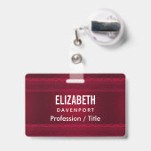 ファンシー&赤エレガント背景スタイリッシュ バッジ (伸縮クリップ付きの裏面)