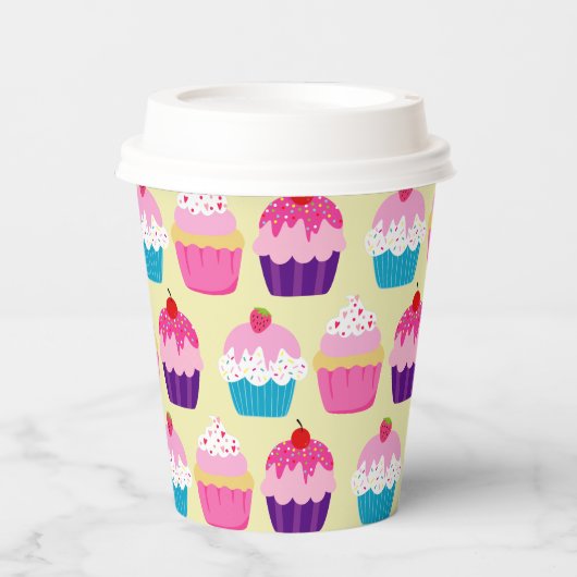 ファンシー、黄色カラフル誕生日のカップケーキ 紙コップ (正面)