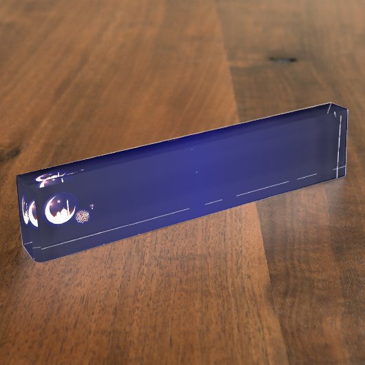 ファンスブルーの三日月のラマダンのモスク デスクネームプレート (側面)