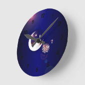 ファンスブルーの三日月のラマダンのモスク ラウンド壁時計 (傾斜)