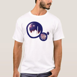 ファンスブルーの三日月のラマダンのモスク Tシャツ