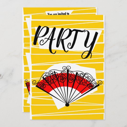 ファンスペインのパーティの招待状（縦） 招待状 (正面/裏面)