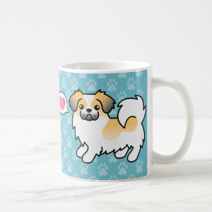 ファンセーブルパーティカラーのチベットスパニエル漫画犬 コーヒーマグカップ